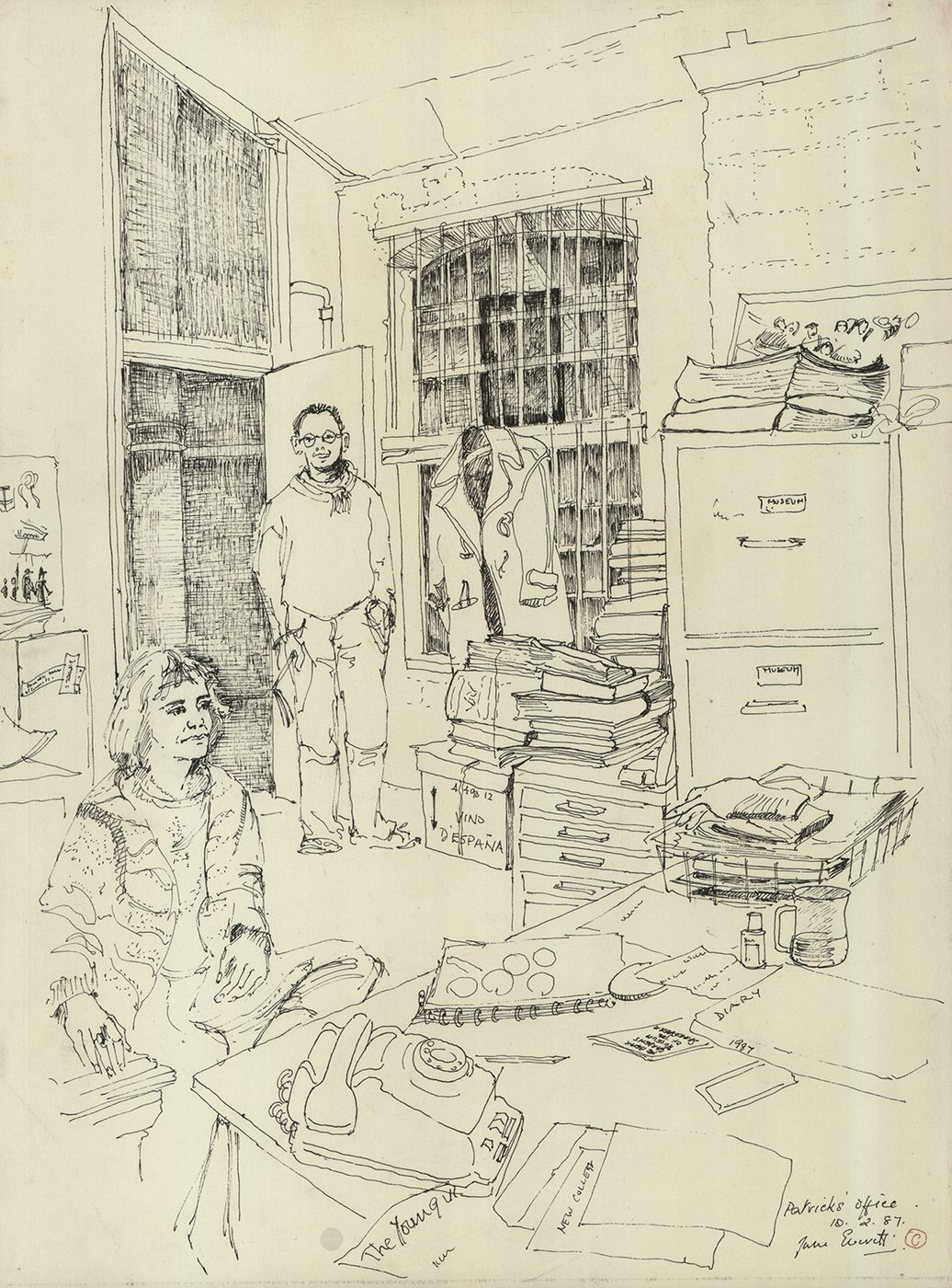 A sketch of an office.