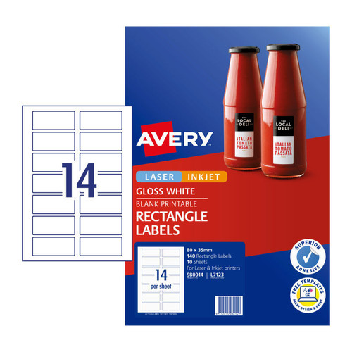 Avery Labels Rect L7123 14Up Packet of 10