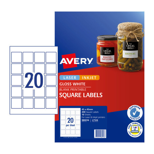 Avery Labels Square L7124 20Up Packet of 10