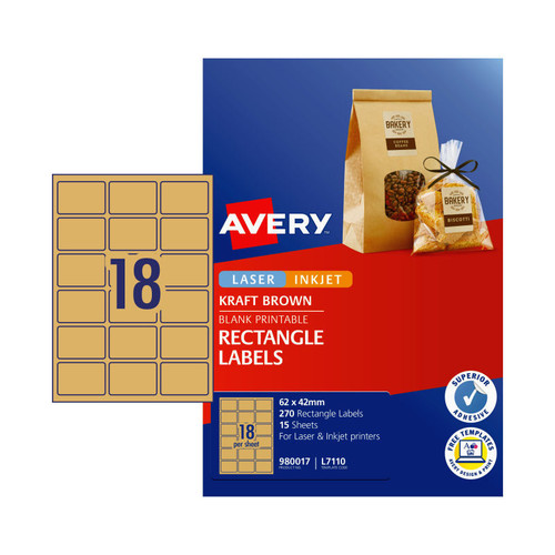 Avery Labels Rect Brn L7110 Packet of 270