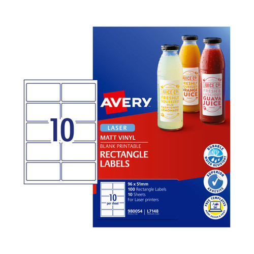 Avery Laser Labels Rct L7148 10Up Packet of 100