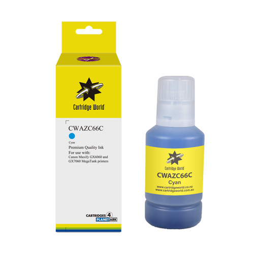 Cartridge World Canon Cyan Inkjet Bottle GI66 Cyan