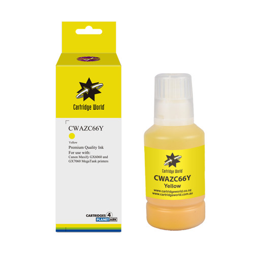 Cartridge World Canon Yellow Inkjet Bottle GI66 Yellow