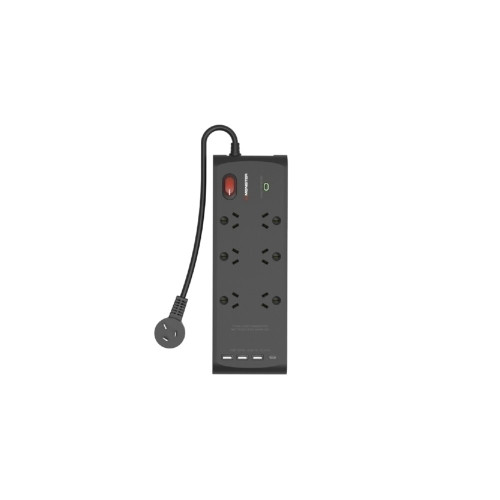 Monster 6-Port Surge+USB Black