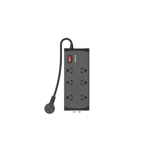 Monster 6-Port Surge+RF Black