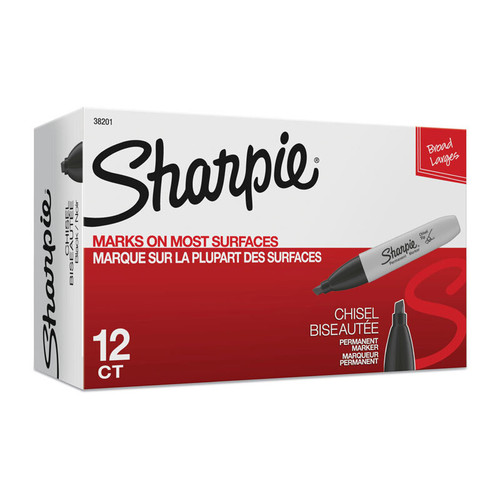Sharpie Ch Tip Perm Marker Black Packet of 12