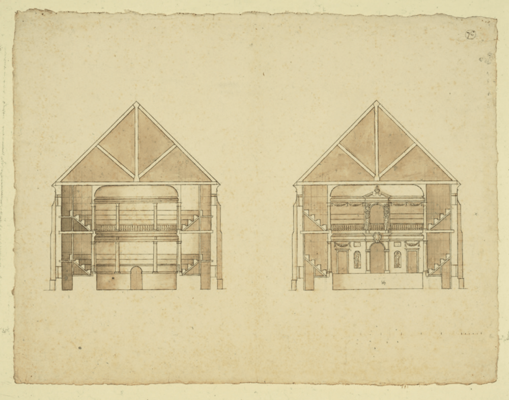 Architectural drawings for an indoor playhouse